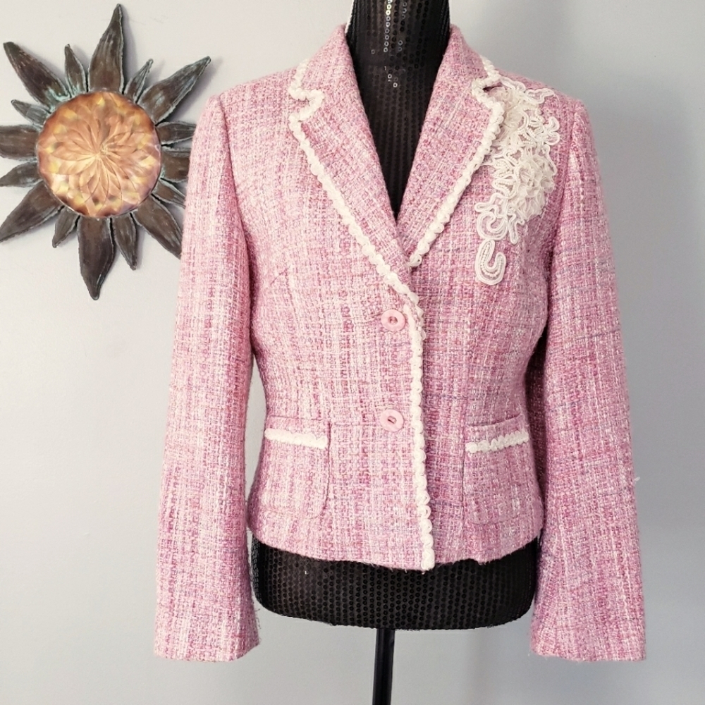 💜Vintage Bergamo studio Tweed embellished blazer